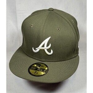 Atlanta Braves New Era Hat 59Fifty Olive Fitted Cap 7 1/8